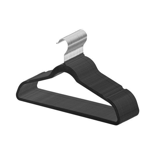 Black Velvet Hangers with Swivel Hook for Clothes Organization
