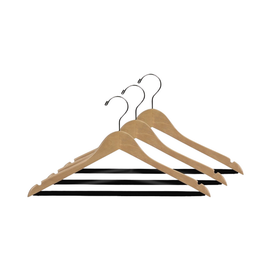 Natural Wood Suit Hanger Flat Design Non-Slip Swivel Hook