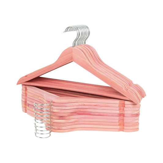 Pink Wooden Hangers Smooth Notches Swivel Hook Closet Organizer
