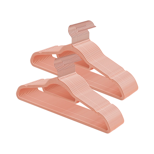 Plastic Clothes Hangers Non Slip Swivel Hook Slim Stylish Pink