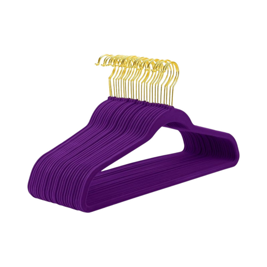 Purple Plastic Hangers Heavy Duty Slim Lightweight Non Slip Hooks