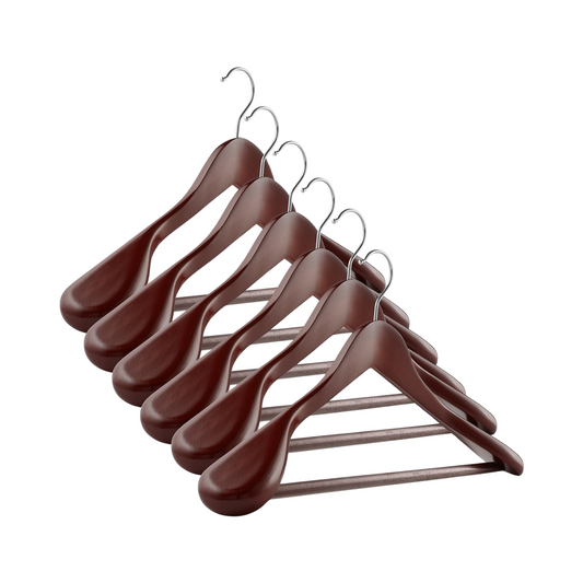 Wide Shoulder Wooden Suit Hangers Cherry Non-Slip Swivel Hook