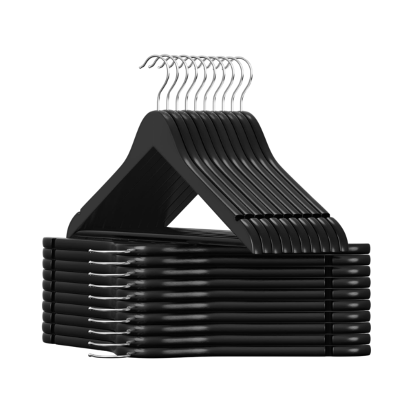 Premium Wooden Hangers With Shoulder Notches, Swivel Hook, Non-Slip For Black And Silver